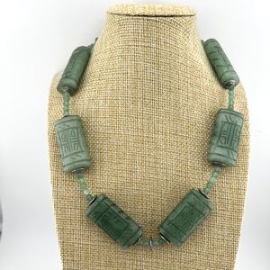 Vintage Chunky green Aventurine healing necklace. Anti-anxiety and Chakra vibes